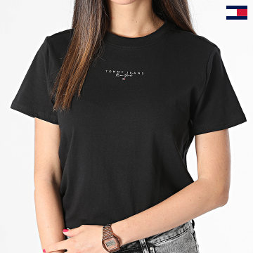 Tommy Jeans - Camiseta de mujer Essential Logo 7828 Negro