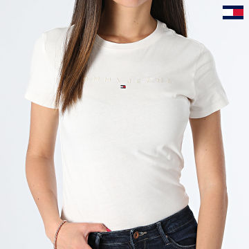 Tommy Jeans - Camiseta Tonal Linear 7827 Beige Mujer