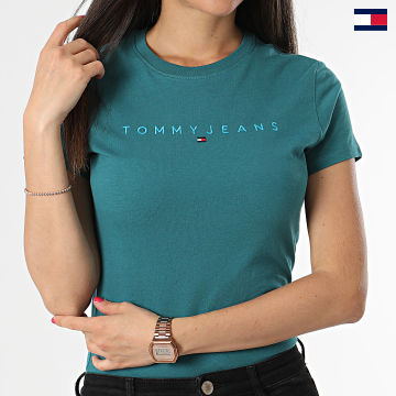 Tommy Jeans - Tee Shirt Femme Tonal Linear 7827 Bleu Canard