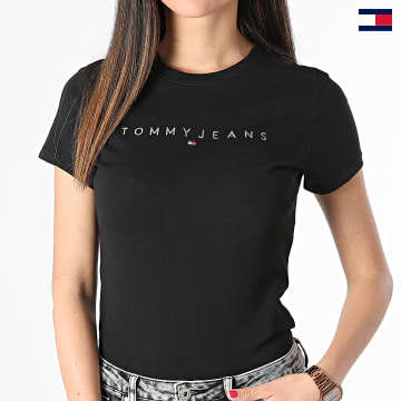 Tommy Jeans - Camiseta de mujer Tonal Linear 7827 Negra