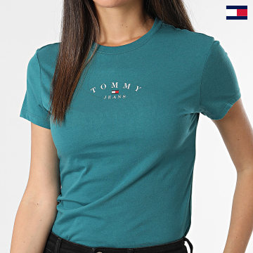 Tommy Jeans - Tee Shirt Femme Essential Logo Bleu Canard