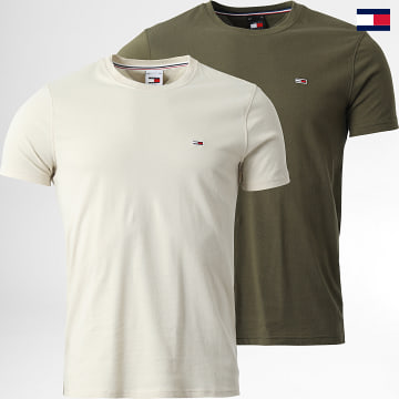Tommy Jeans - Lote De 2 Camisetas Slim Jersey 5381 Beige Verde Caqui
