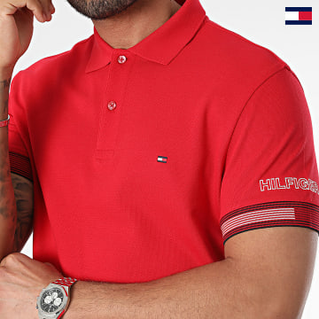 Tommy Hilfiger - Polo Manches Courtes Flag Cuff Slim 4780 Rouge