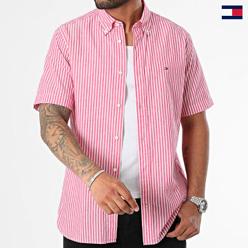 Tommy Hilfiger - Chemise Manches Courtes Classic Stripe 4599 Rose Blanc