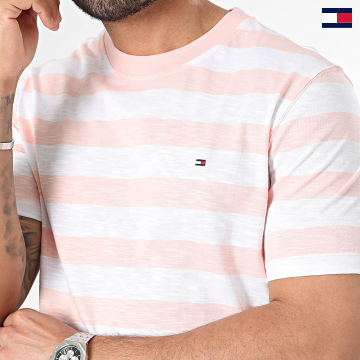 Tommy Hilfiger - Camiseta Rayas Slub Algodón 5205 Blanco Rosa