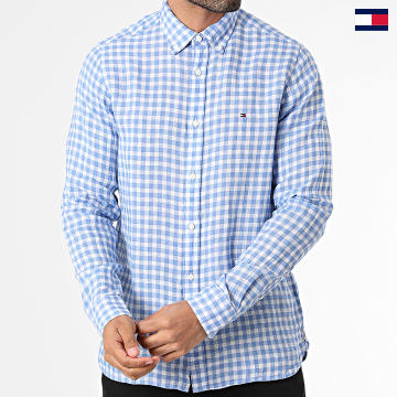 Tommy Hilfiger - Camicia a maniche lunghe in lino percalle 4604 bianco azzurro
