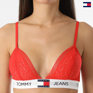 Tommy Jeans - Reggiseno donna sfoderato in pizzo a triangolo 5156 Rosso