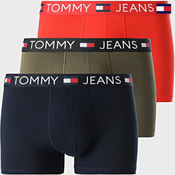 Tommy Jeans - Lot De 3 Boxers 3290 Bleu Marine Vert Kaki Orange