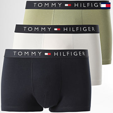 Tommy Hilfiger - Set di 3 boxer 3180 verde kaki beige chiaro blu navy