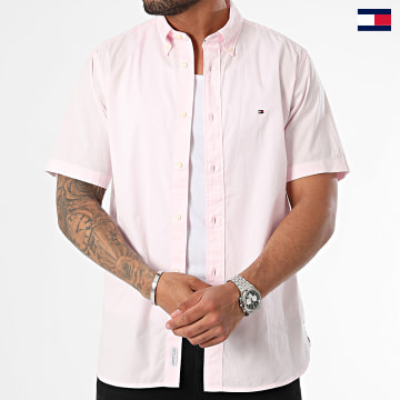 Tommy Hilfiger - Popeline 3809 Camicia a maniche corte Flex rosa chiaro