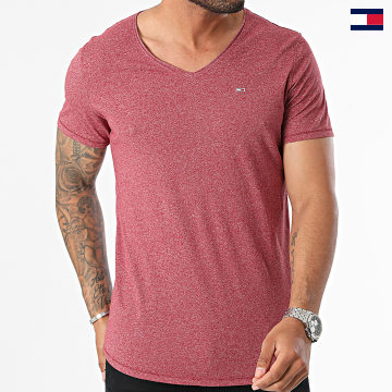 Tommy Jeans - Camiseta cuello pico Jaspe 9587 Bordeaux Chiné