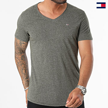 Tommy Jeans - Camiseta cuello pico Jaspe 9587 Verde caqui jaspeado