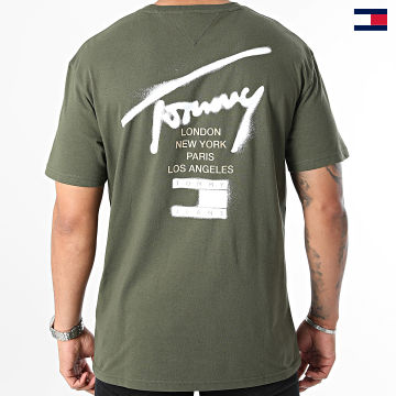 Tommy Jeans - Tee Shirt Graffiti 8529 Vert Kaki