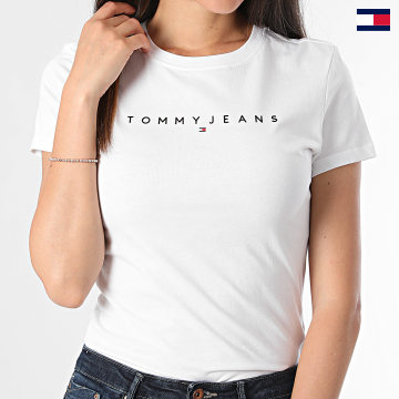 Tommy Jeans - Tee Shirt Femme Slim Linear 8398 Blanc