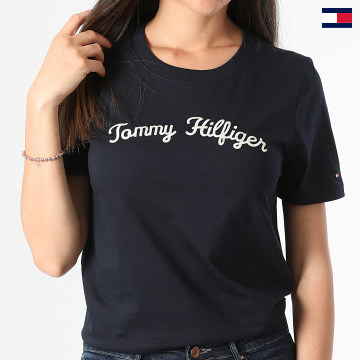 Tommy Hilfiger - Tee Shirt Femme Reg Script 2589 Bleu Marine