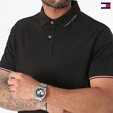 Tommy Hilfiger - Polo Manches Courtes Tommy Flag Tipped 5605 Noir