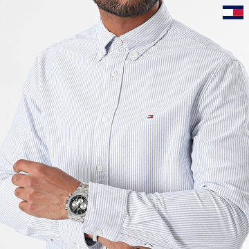 Tommy Hilfiger - Chemise Manches Longues A Rayures Heritage Oxford Stripe 6238 Bleu Blanc