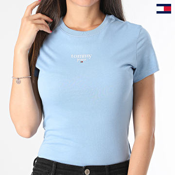Tommy Jeans - Tee Shirt Femme Slim Essential Logo 8397 Bleu Clair
