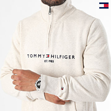 Tommy Hilfiger - Cuello alto Logo Zip Sweat Top 0954 Beige Chiné