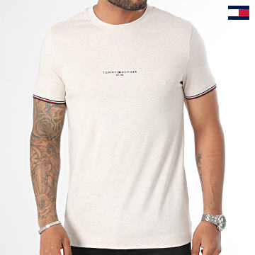 Tommy Hilfiger - Tee Shirt Slim Logo Tipped 2584 Beige Chiné