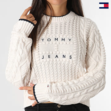 Tommy Jeans - Pull Femme Bubble Cable Flag 8522 Beige Clair