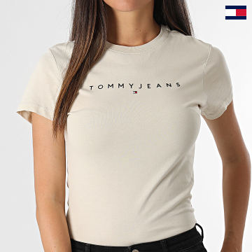 Tommy Jeans - Tee Shirt Femme Slim Linear 8398 Beige