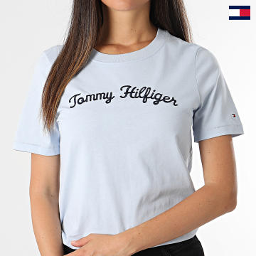 Tommy Hilfiger - Tee Shirt Femme Reg Script 2589 Bleu Clair