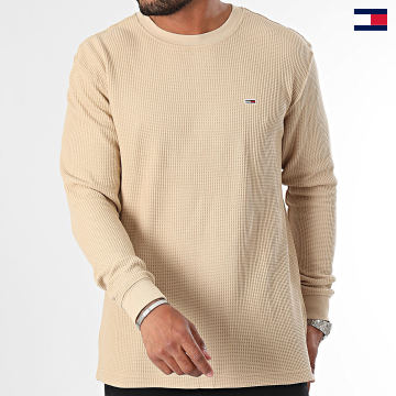 Tommy Jeans - Tee Shirt Manches Longues Waffle 9216 Beige