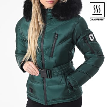 Chaqueta de plumón con capucha abrigo de piel beige chaqueta negra parka  mujer invierno verde caliente