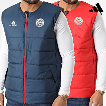 Adidas Sportswear - Veste Zippée Sans Manches Réversible FC Bayern HG1132 Bleu Marine Rouge