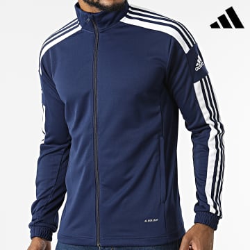 Adidas Sportswear - Giacca con zip a righe blu navy HC6279