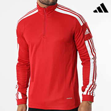 Adidas Sportswear - Sweat Col Zippé A Bandes Squad 21 GP6472 Rouge