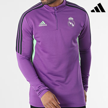 Adidas Sportswear - Sweat Col Zippé A Bandes Real HT8803 Violet