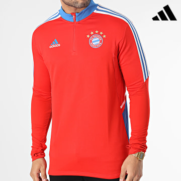 Adidas Performance - FC Bayern Munich HU1280 Sudadera con cuello de cremallera a rayas rojas y azules