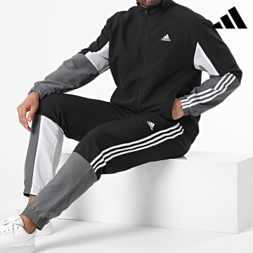 Adidas Sportswear - Set giacca con zip e pantaloni da jogging IP1611 Nero Grigio