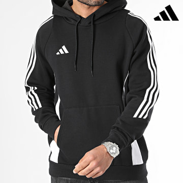 Adidas Sportswear - Felpa con cappuccio a righe IJ7673 Nero Bianco