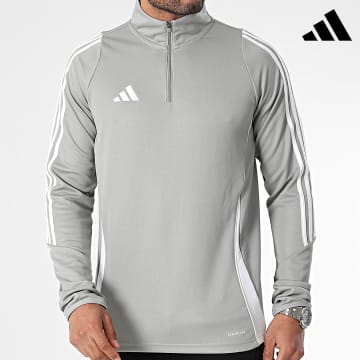 Adidas Sportswear - Maglietta manica lunga con collo a zip Tiro24 IS1041 Grigio
