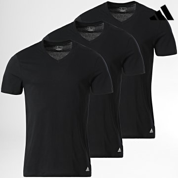 Adidas Performance - Lote de 3 camisetas con cuello en V 4A1M05 Negro