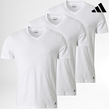 Adidas Performance - Lote de 3 camisetas cuello pico 4A1M05 Blanco