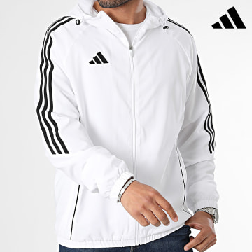 Adidas Sportswear - Tiro24 IM8808 Giacca con cappuccio e zip a righe bianche e nere
