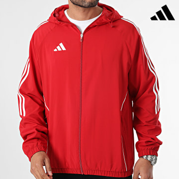 Adidas Sportswear - Tiro24 IM8809 Giacca con zip e cappuccio rosso bianco con strisce