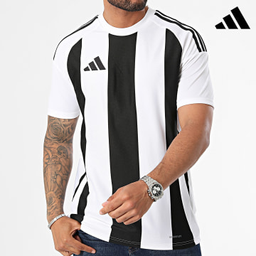 Adidas Sportswear - Maglietta a righe 24 IW2143 Bianco Nero