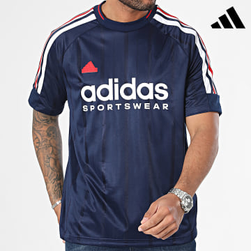 Adidas Sportswear - IY4506 Maglietta da calcio a righe Tiro Blu Navy