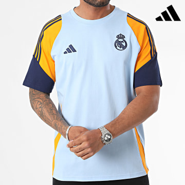 Adidas Sportswear - Maglietta a righe Real IT5144 Azzurro Navy Arancione