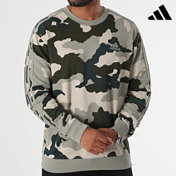 Adidas Sportswear - Sweat Crewneck A Bandes IV7381 Beige Vert Kaki Camouflage