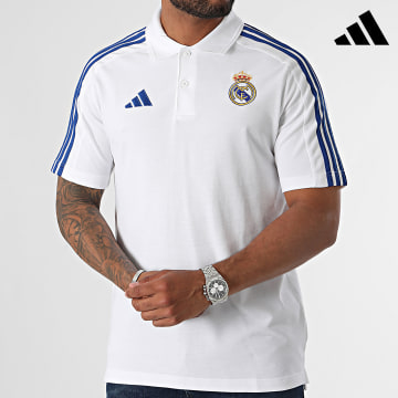 Adidas Sportswear - Polo Real Madrid a manica corta con strisce IT3813 Bianco