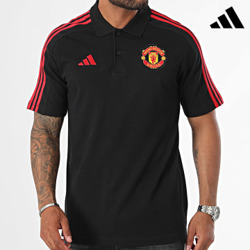 Adidas Sportswear - Polo Manchester United DNA IT4165 a righe nere a maniche corte