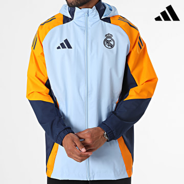 Adidas Sportswear - Giacca con cappuccio del Real Madrid IT5114 Azzurro Navy Arancione