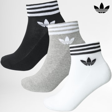 Adidas Originals - Confezione da 3 paia di calzini alla caviglia Trefoil HC9550 nero bianco grigio erica