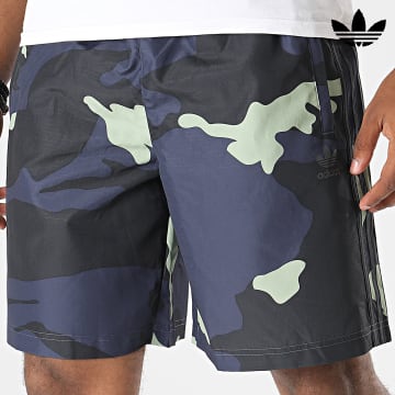 Adidas Originals - Grafica HF4872 Pantaloncini da jogging a righe mimetiche blu navy